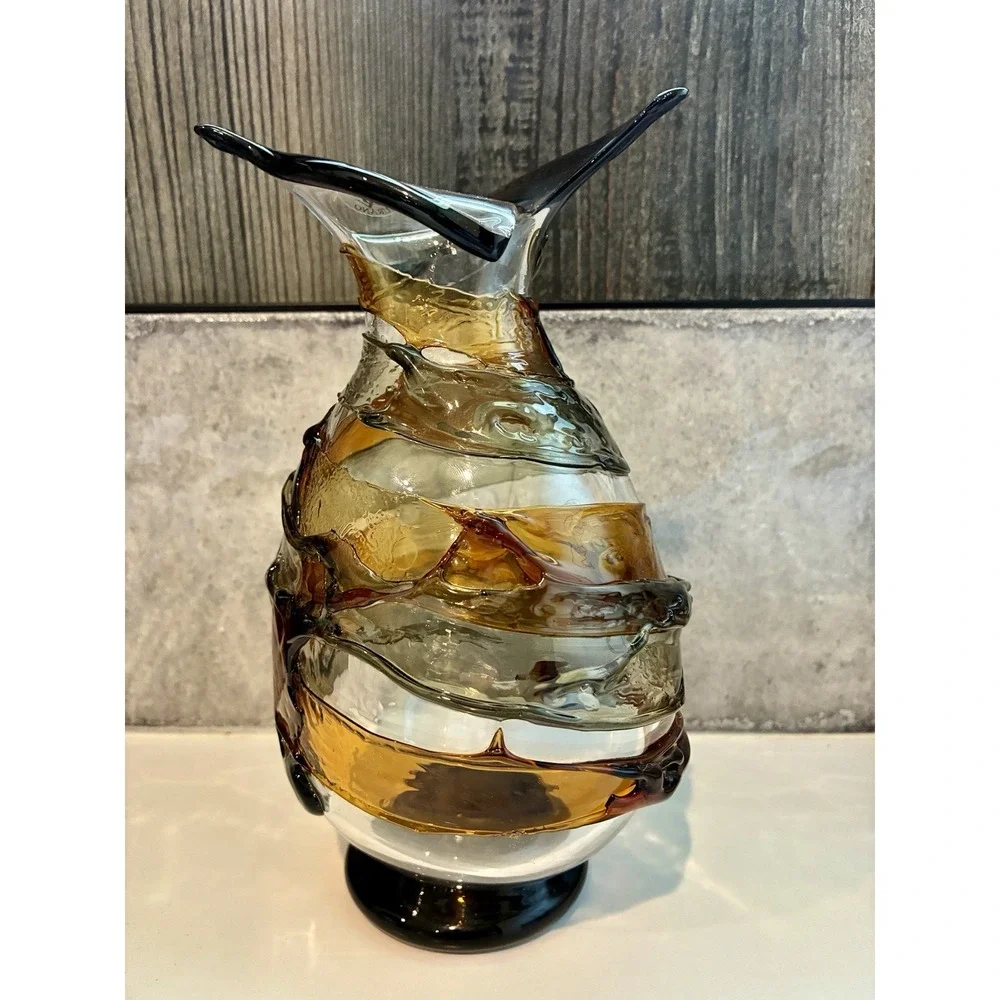 OOAK Contemporary SIGNED Artisan Diego Vidal Murano Italy Venetian Glass Vase